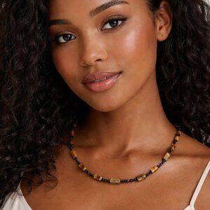 Vintage Tiger Eye Stone & Seed Bead Necklace